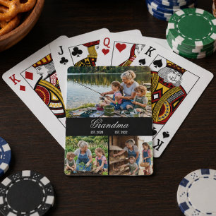 Familjefotocollage för mormor Anpassat Casinokort