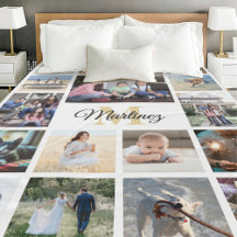 Familjefotocollage Guld Svart Vitt Monogrammerat