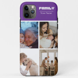 Familjefotocollage lila 4 bilder