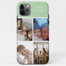 Familjefotocollage ljusgrön 4 bilder