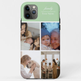 Familjefotocollage ljusgrön 4 bilder