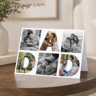 Familjefotocollage Pappa Bokstavskonst Fars Dag Kort