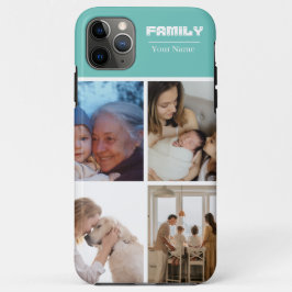 Familjefotocollage Teal 4 Bilder