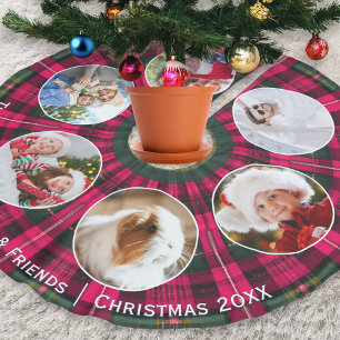 Familjefotogalleri Rosa Tartan Julgransmatta Borstad Polyester