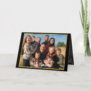 Familjefotojul, Guld och Inslag i Chalkboard Helgkort