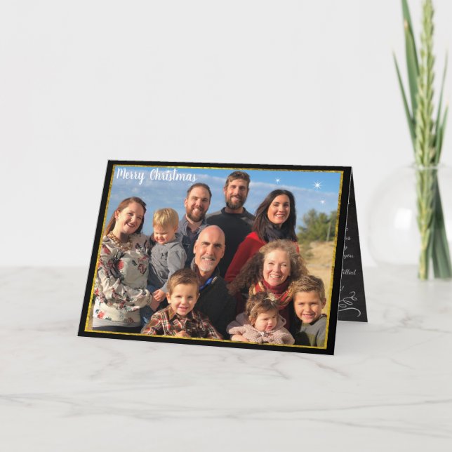 Familjefotojul, Guld och Inslag i Chalkboard Helgkort (Framsida)