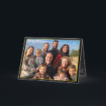 Familjefotojul, Guld och Inslag i Chalkboard Helgkort<br><div class="desc">Ett stort foto på framsidan och fyra små foton på baksidan med Inslag i julklapp på insidan av julklappen brev.</div>