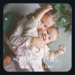 Familjefotojulklapp Fyrkantigt Klistermärke<br><div class="desc">Familjefotojulklapp</div>