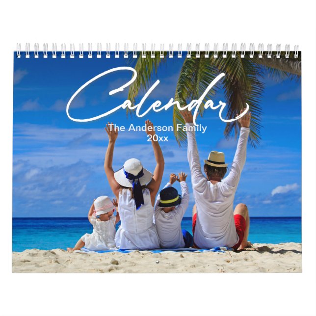 Familjefotokalender, redigerbar Anpassningsbar-kal Kalender (Omslag)