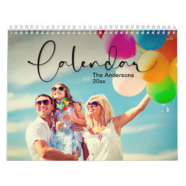 Familjefotokalender, redigerbar Anpassningsbar-kal Kalender