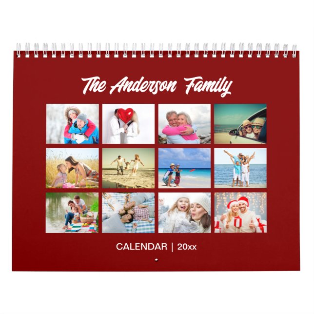 Familjefotokalender, redigerbar månkalender kalender (Omslag)