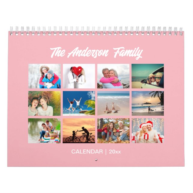 Familjefotokalender, redigerbar pulverkalender kalender (Omslag)