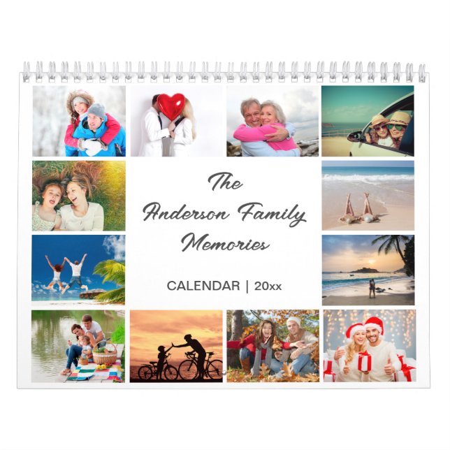 Familjefotokalender, redigerbar vit kalender (Omslag)