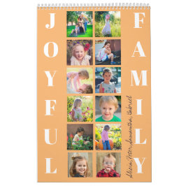 Familjefotokollage 2026 monogrammad orange kalender