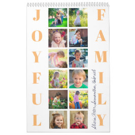 Familjefotokollage 2026 monogrammat, vitt kalender