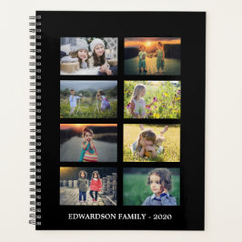 Familjefotokollage 8 foton svart personlig