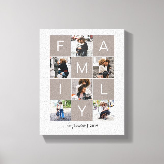 Familjefotokollage-arbetsyta Canvastryck (Framsida)