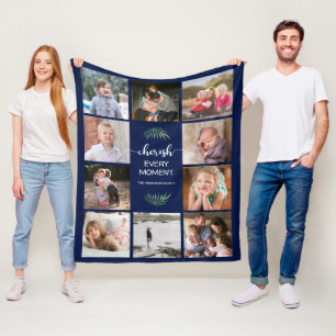Familjefotokollage Cherish VART Moment Navy Fleecefilt