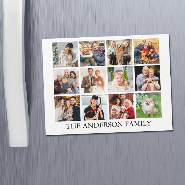 Familjefotokollage Magnet-kort (Customize to change text size, style or background color.)