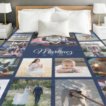 Familjefotokollage - marinblå modern monogrammad