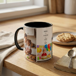 Familjefotokollage med eget namn - mugg