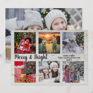 Familjefotokollage Merry och Bright jul Ho Julkort