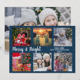 Familjefotokollage Merry och Bright jul Julkort