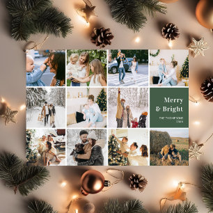 Familjefotokollage Merry och ljus jul Julkort