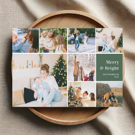 Familjefotokollage Merry och ljus jul Julkort