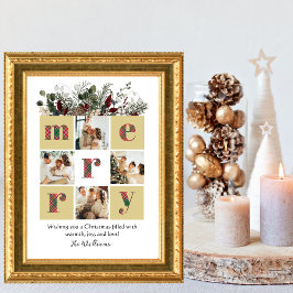 Familjefotokollage, Modern, Blommigt, jul Julkort