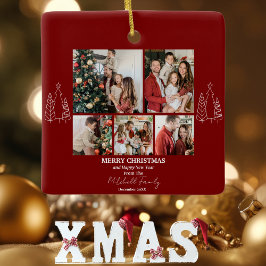 Familjefotokollage, modern, minimalistisk jul julgransprydnad keramik