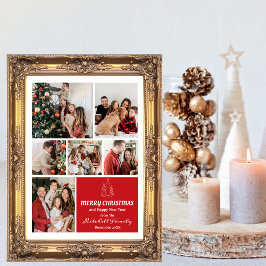 Familjefotokollage, modern, minimalistisk jul julkort