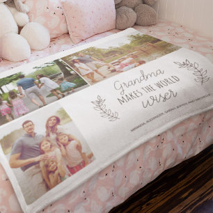 Familjefotokollage morma keepsaktypografi fleecefilt