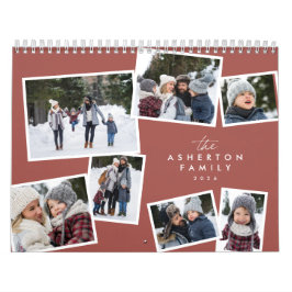 Familjefotokollage roligt modern terracotta kalender