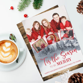 Familjefotokollage, säsong till Merry, Rustic Julkort