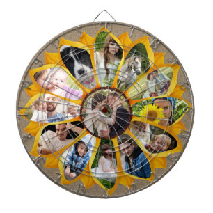 Familjefotokollage Solros Burlap 13 Bilder Easy Darttavla
