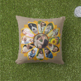 Familjefotokollage Solros Burlap 13 Bilder Easy Kudde