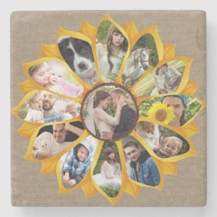 Familjefotokollage Solros Burlap 13 Bilder Easy Stenunderlägg