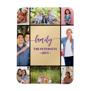 familjefotokollage svart guld skriptmagnet magnet