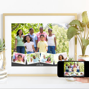 Familjefotokollage w. Zigzag Photo Strip & Year Poster