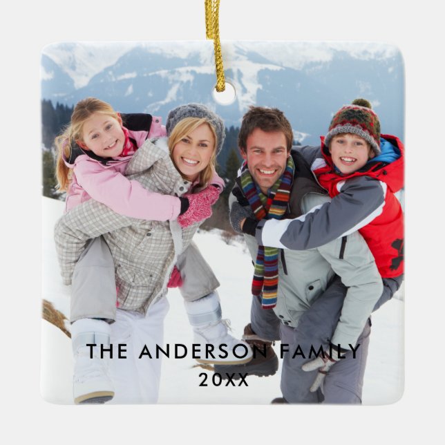 Familjefotokvadrat Julgransprydnad Keramik (Framsida)