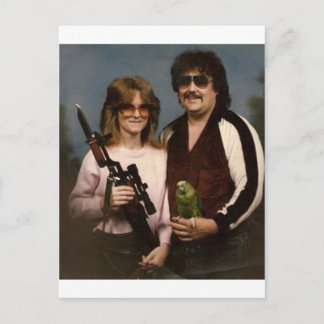 Familjefoton - Ett par med papegoja! Vykort