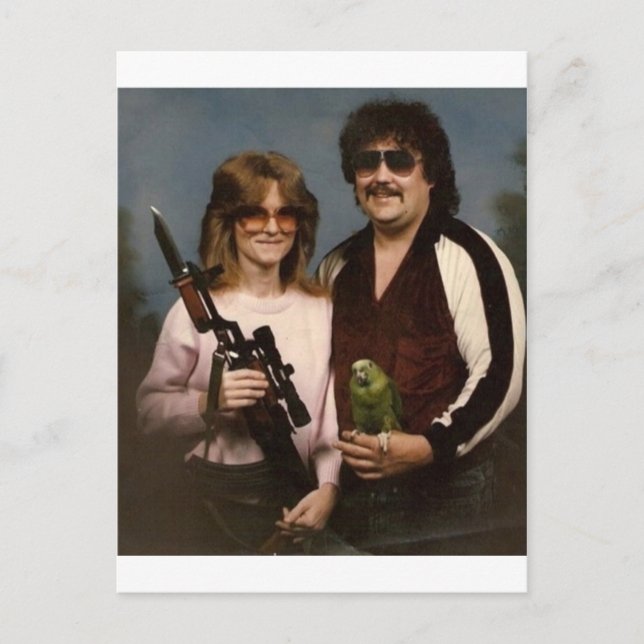 Familjefoton - Ett par med papegoja! Vykort (Framsida)