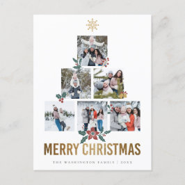 Familjefoton för Guld Glitter God jul 6 Helg Vykort