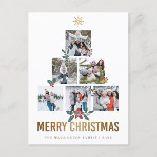 Familjefoton för Guld Glitter God jul 6 Helg Vykort