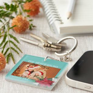 Familjefoton Jul Poinsettia Keychain