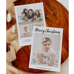 Familjefoton   Minimalistisk skript God jul Julkort