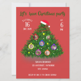 Familjefoton på Julgran Inbjudningar