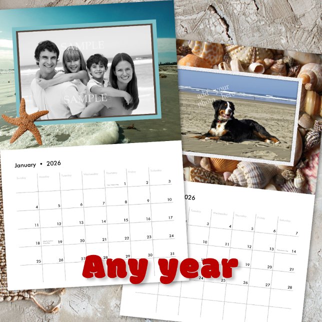 Familjefoton Strandliv Hav Snigelskal Kalender (Skapare uppladdad)