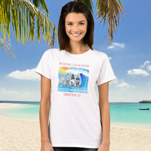 Familjefoton Surfboard Ocean Vågar Vacation T Shirt